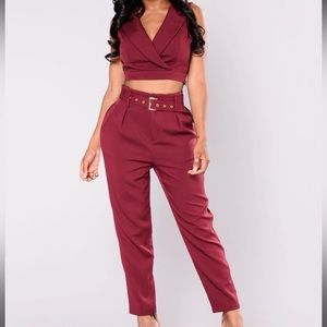 Play suit. Top and pant set! Wine color!